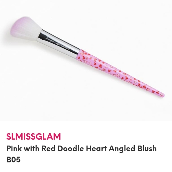 😍SLMISSGLAM Pink with Red Doodle Heart Angled Blush - Picture 1 of 9